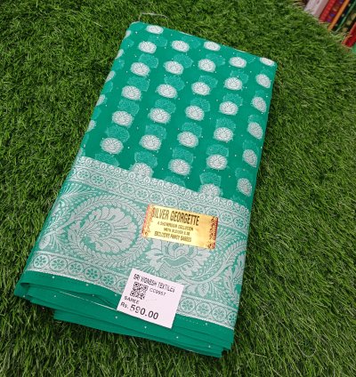 Chiffon silver buti sarees VTCSB02