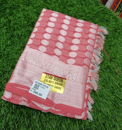 Chiffon silver buti sarees VTCSB03