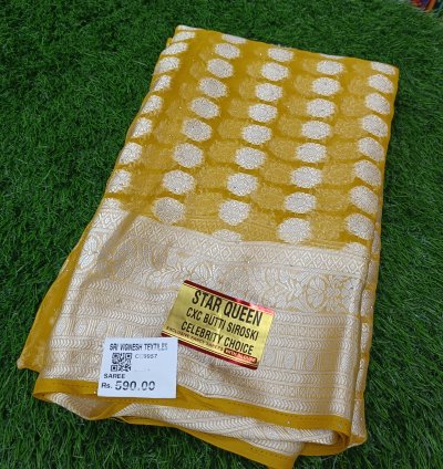 Chiffon silver buti sarees VTCSB07